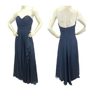 Bill Levkoff Navy blue Long Strapless Sweetheart Neckline Dress Sample Sz 8